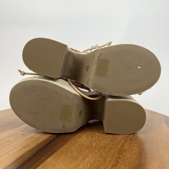 New Womens Marc Fisher Oliver Beige Strappy Platform Espadrille Sandals Size 9.5 - Picture 8 of 9
